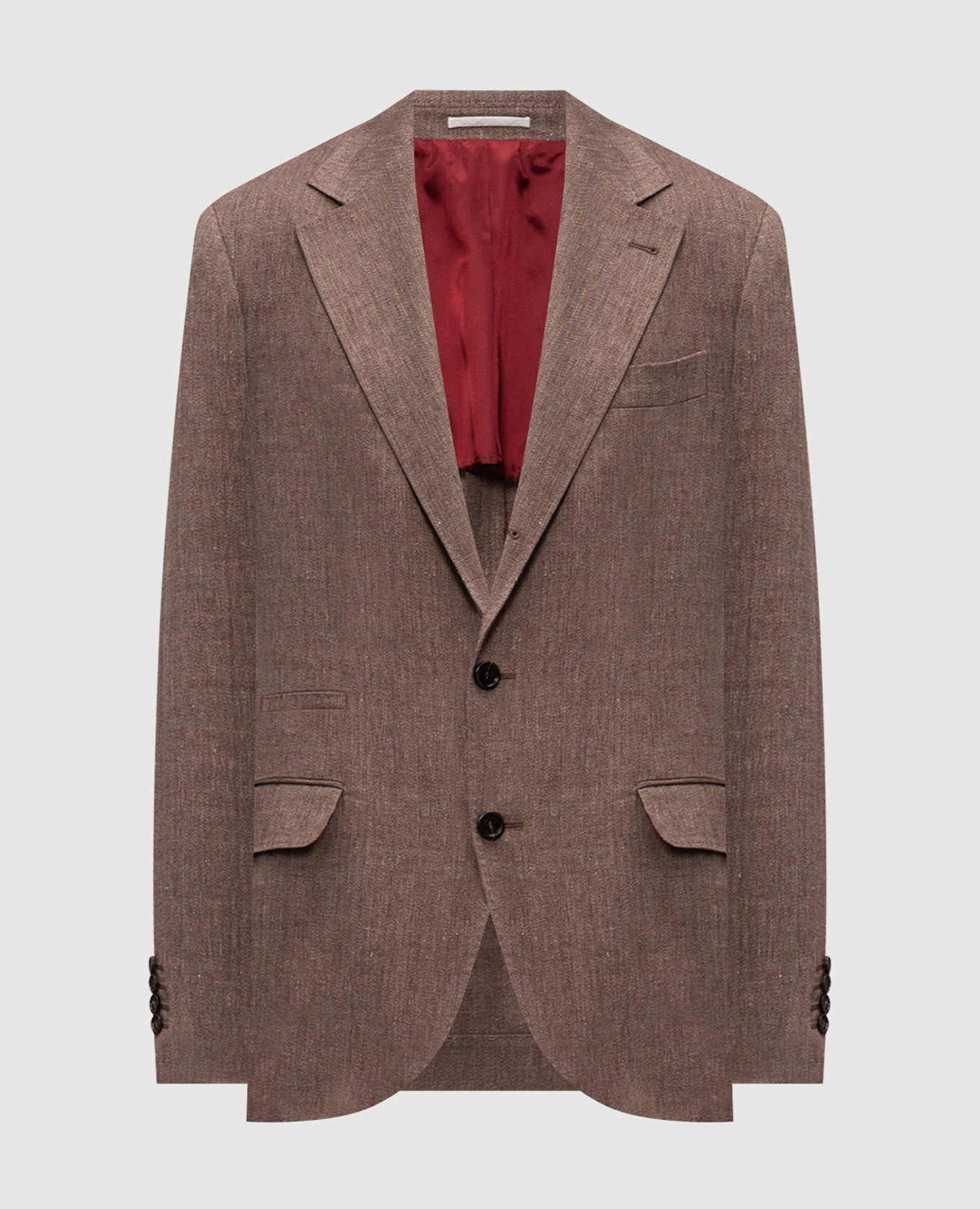 Коричневый блейзер из льна и шерсти