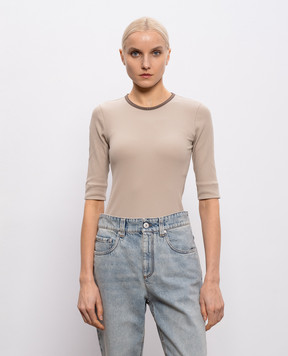 Brunello Cucinelli Бежевый топ с цепочкой MG902DO300
