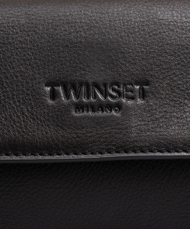 Twinset Чорна шкіряна сумка-багет з тисненням логотипа 262TB7171 зображення 4