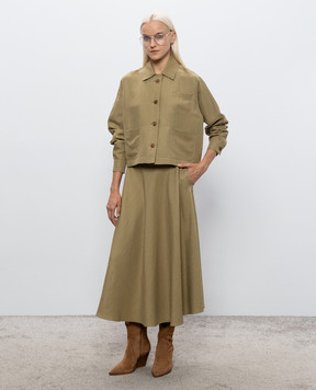Max Mara Сорочка PALLORE з льону та шовку кольору хакі MXMPALLORE