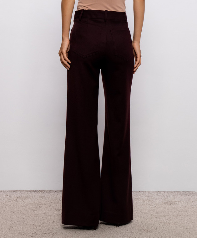 Victoria Beckham Бордовые штаны клеш Alina из шерсти 1226WTR005115S изображение 4