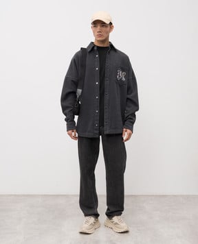 Palm Angels s Черная футболка с контрастным логотипом PMAA072S24JER007