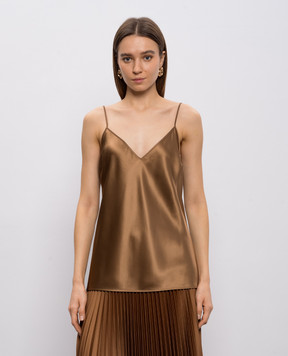 JOSEPH Коричневий топ Clea із шовку JF009634