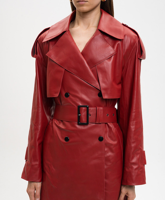 Babe Pay Pls Червоний шкіряний тренч 2409NATUREL зображення 5