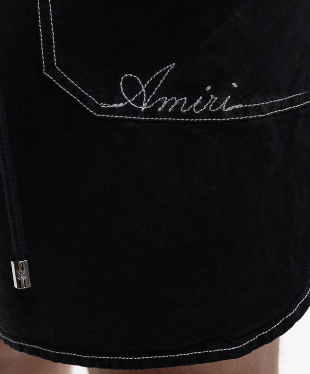 AMIRI Черные шорты с льном AMBMSO1081 изображение 5