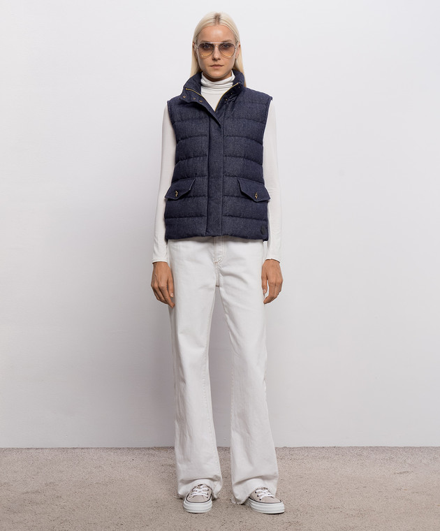 Moncler Синій пуховий жилет L20931A00080599N5 зображення 2