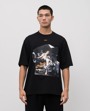 Off-White Чорна футболка Cupid Paper 44MAA120F5J00R