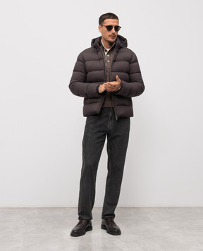 Enrico Mandelli Коричневый свитер из кашемира в фактурный узор 2K079A5273