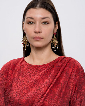 CelesteG Золотые серьги в форме сердца с бусами 2224