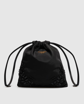 Twinset Черная сумка-кисет с бусинами 262TL8052