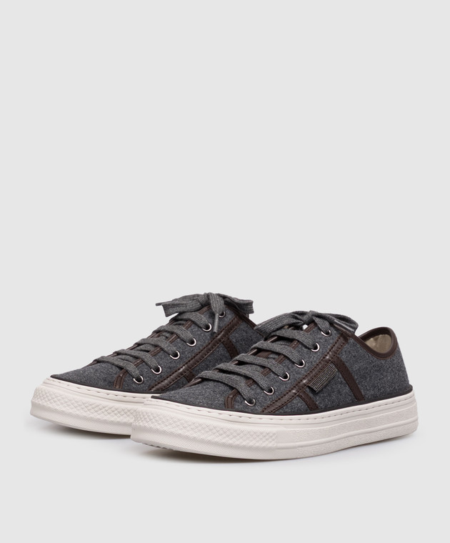Brunello Cucinelli Серые кеды из шерсти MZ38G3328P изображение 2