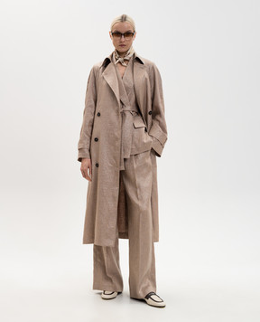 Brunello Cucinelli Бежевий жилет на запах з льону з люрексом MH5267774