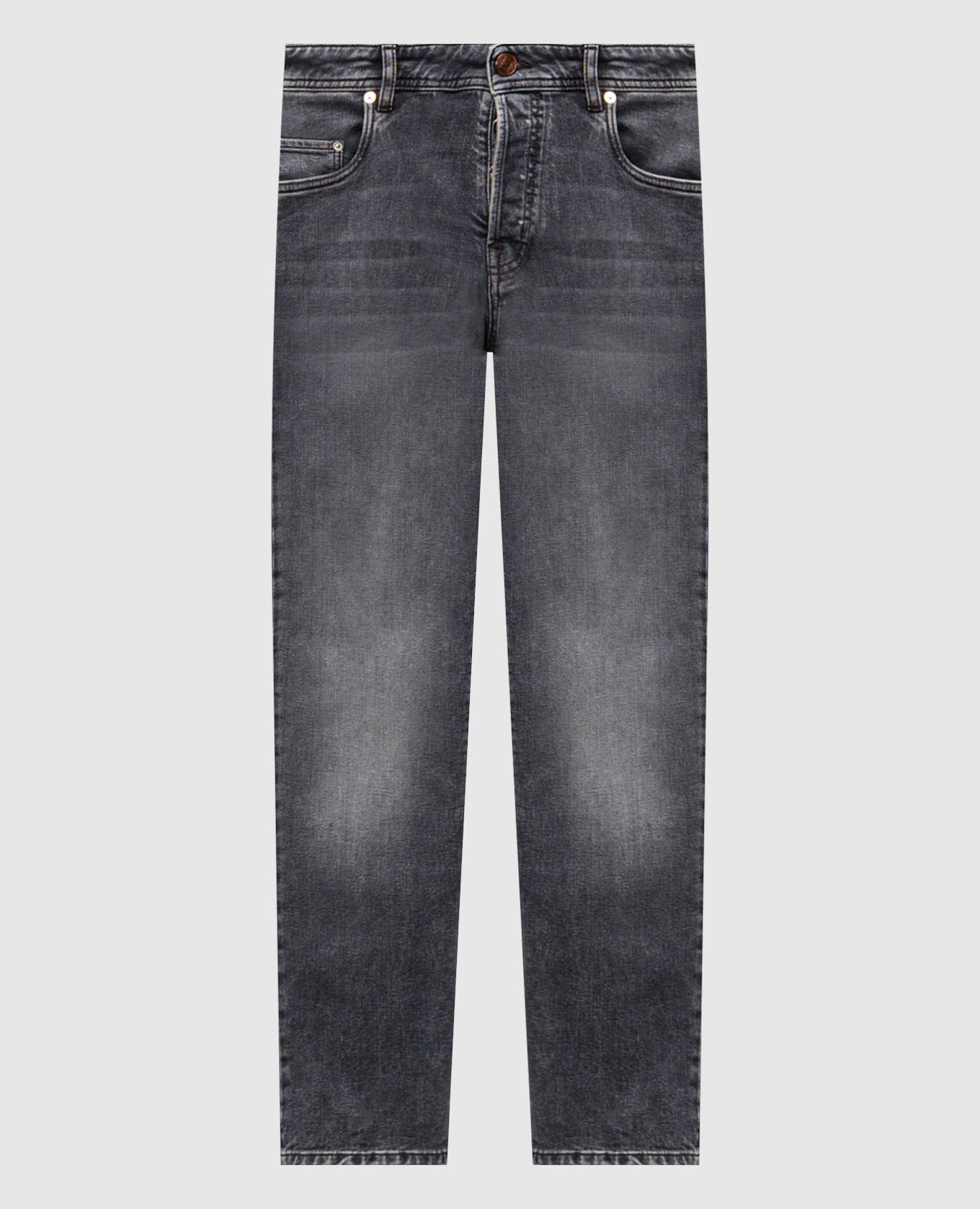 

Серые джинсы с эффектом потертости, Серый, Зауженные джинсы