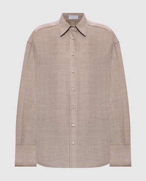 Brunello Cucinelli Бежевая рубашка из шерсти MP550M1M06