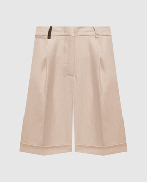 Peserico Бежеві шорти з льону з патчем та ланцюжком P0432102606