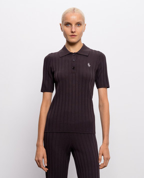 Sporty & Rich Коричневое поло в рубчик WS069711302BR29