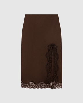 Balmain Коричневая юбка с кружевом SK0000000082