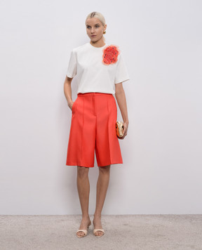 Agnona Біла футболка з квітковою аплікацією TT1104LY2050