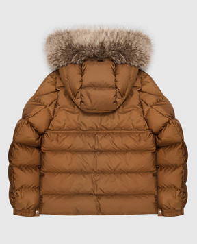 Moncler ENFANT Дитячий коричневий пуховик з нашивкою логотипа L29541A0005353A5E