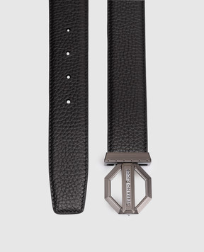 Stefano Ricci Черный кожаный ремень с логотипом N382VDC554U