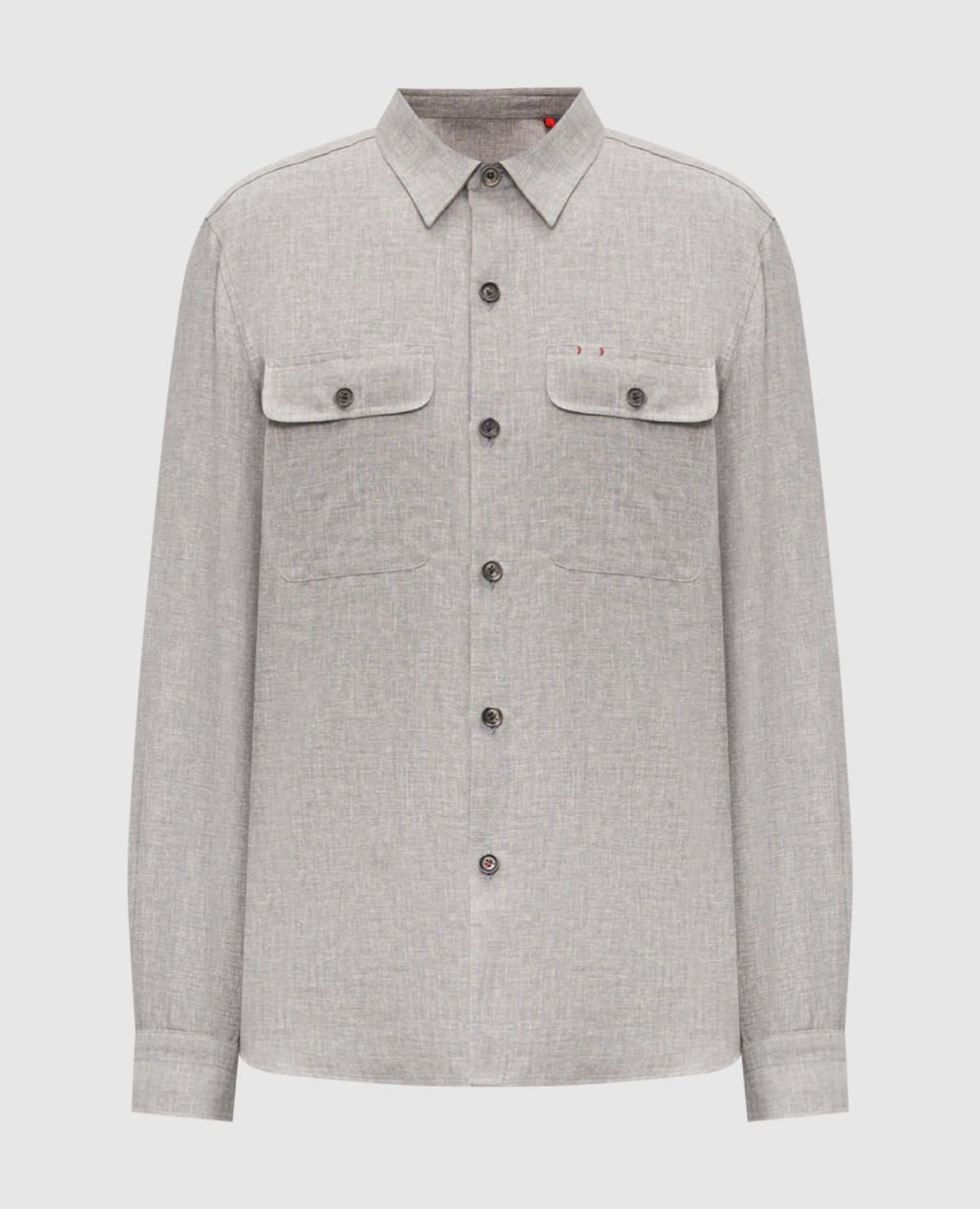 Серая рубашка из льна и шерсти