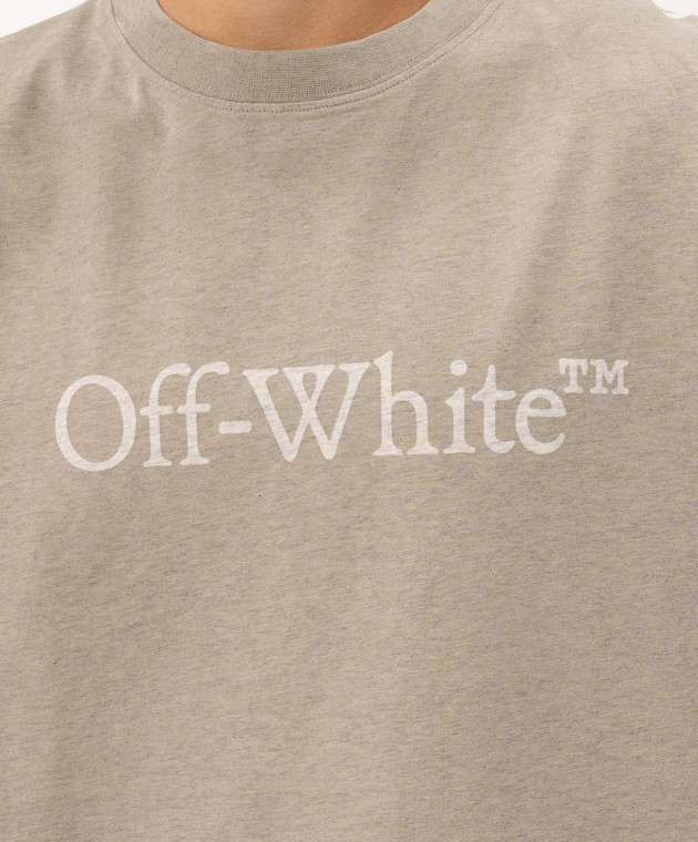 Off-White Сіра футболка з принтом логотипа 44MAA120F26J01D зображення 5