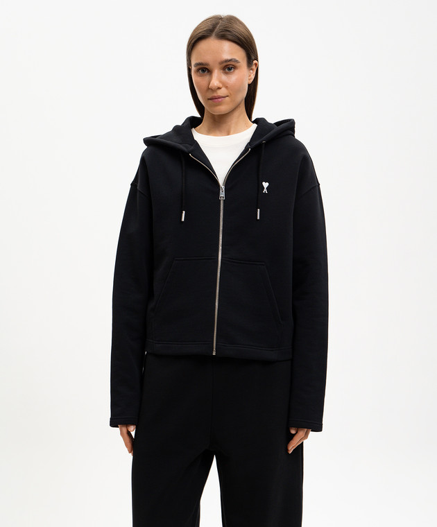 Ami Paris Черная спортивная куртка с эмблемой FSW783730 изображение 3