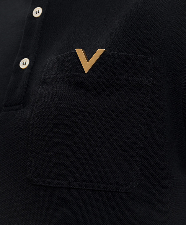 Valentino Чорне поло з контрастним окантуванням 8V0MH01KBGT зображення 5