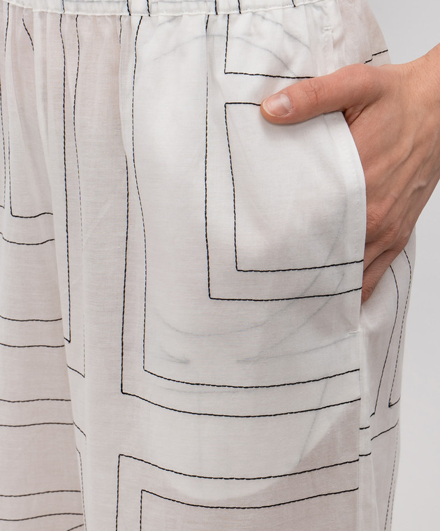 Toteme Белые брюки с вышивкой 243WRB1092FB0239 изображение 5