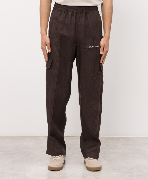 Palm Angels Коричневі штани-карго з льону PMCF03CS26FAB001 зображення 3