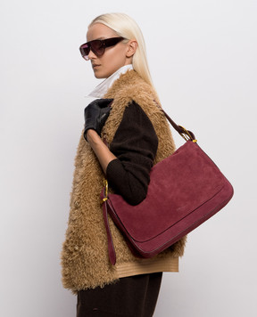 Twinset Бордова замшева сумка Liliane 262TD8240