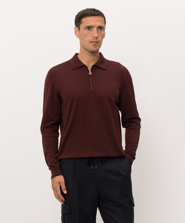 Kiton Бордове поло з вовни UMK0493 зображення 3