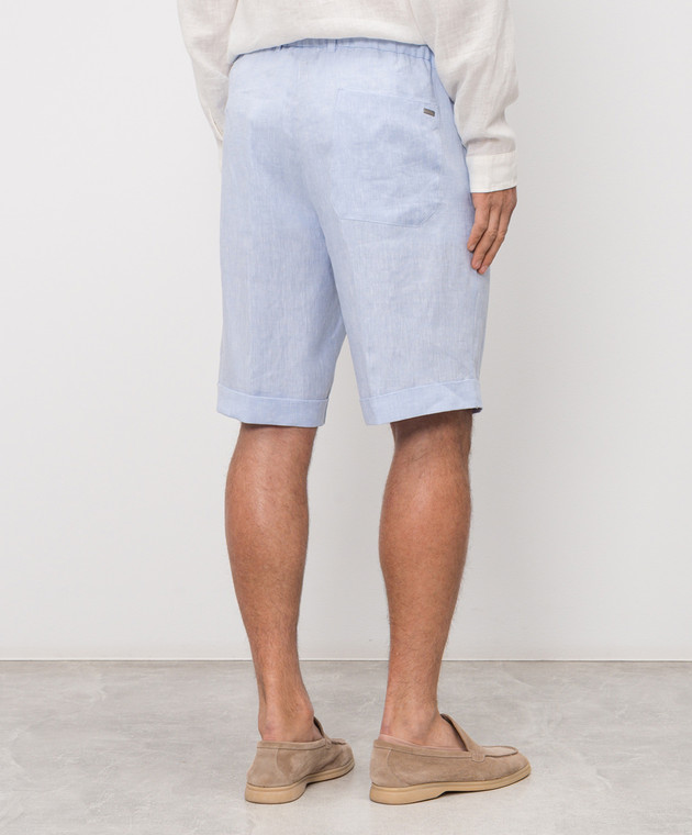 Herno Блакитні шорти з льону з відворотами PT000191U17158 зображення 4
