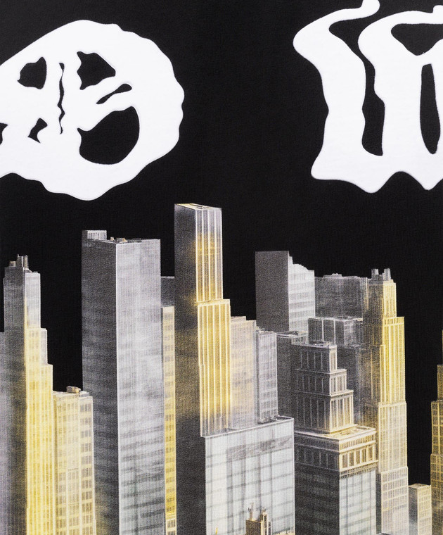 Off-White Черная футболка с принтом Palace 44MAA027Z26J002 изображение 5