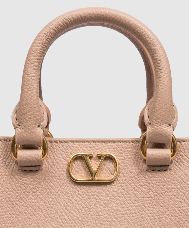 Valentino Бежева шкіряна сумка-міні VLogo 9W2P0BA9SNP зображення 5