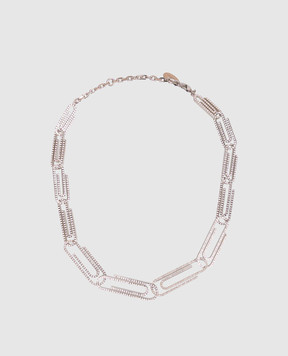 Off-White Серебристое колье Paperclip с кристаллами OWOB148S26MET001