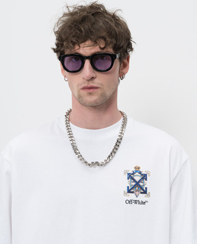 Off-White Сріблястий ланцюг-кольє з емблемою Arrow OMOB156C99MET001