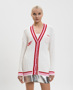 Off-White Белый кардиган College Patch Cable 2HB04MS26KNI001