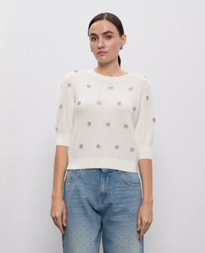 Twinset Белый топ с шерстью ангоры с логотипом 252TT3181