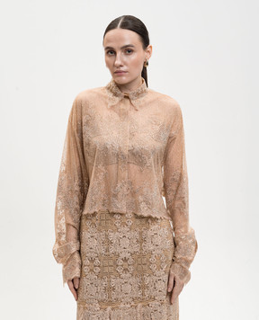 Ermanno Scervino Бежева блуза з кристалами D482K726CTUJP