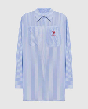 Off-White Блакитна сукня-сорочка в смужку 2DG00EF25FAB001
