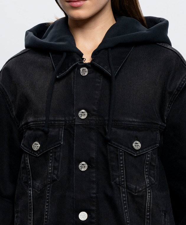 Vetements Черная джинсовая куртка с капюшоном MH27DJ068B изображение 5