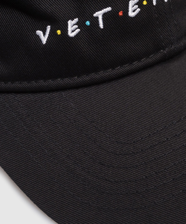 Vetements Чорна кепка з контрастною вишивкою логотипа UE54CA140Bw зображення 4