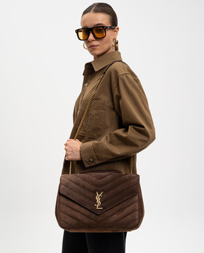 Saint Laurent Коричневая замшевая сумка LOULOU 803541AAEY6