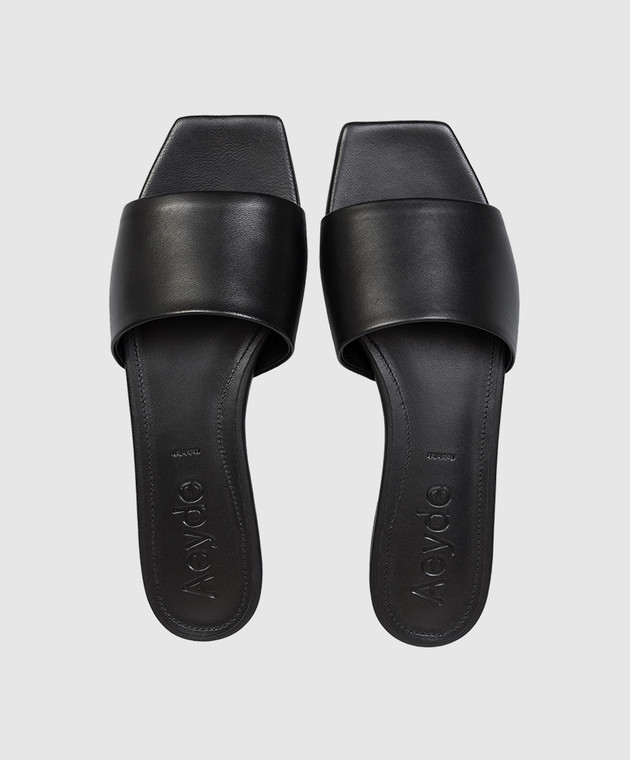 Aeyde Чорні шкіряні шльопанці Anna FSFLOS8MFL012180000 зображення 4