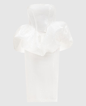 David Koma Біла сукня з баскою в паєтки RE26DK73D