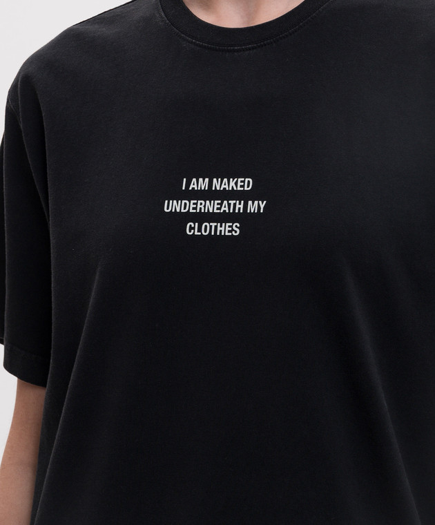 Vetements Черная футболка с надписью MH27TR171Bw изображение 5