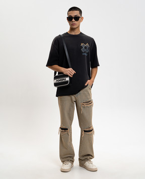 AMIRI Чорна футболка Flames з принтом емблеми AMTOJR1112