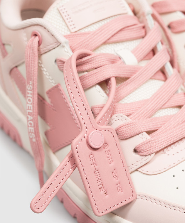 Off-White Дитячі рожеві шкіряні кросівки Out Of Office OF06415655 зображення 5