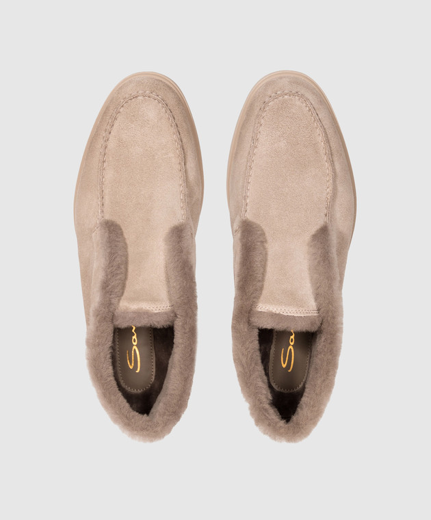 Santoni Серые замшевые дезерты на меху WUYA58457TTGAPFR изображение 4